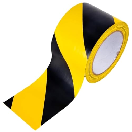 GTSE Hazard Tape Black and Yellow, 75mm (3") x 33m, Strong Adhesive Warning/Caution Tape, Floor Marking Tape, 1 Roll