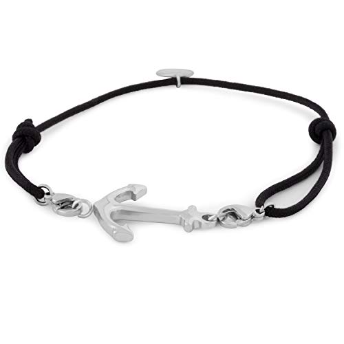 Preisvergleich Produktbild Akitsune Aeterna Damen Armband / Element Charm Armreif austauschbare Elemente - Anker Silber - Schwarz
