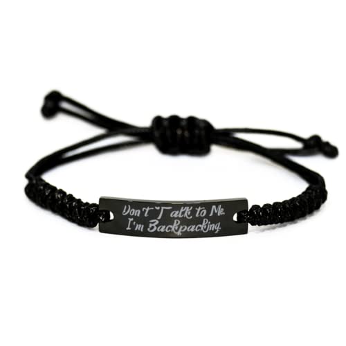 Krumfortable Living Funny Backpacking, Don't Talk to Me. I'm Backpacking., Cheap Holiday Black Rope Bracelet from Friends