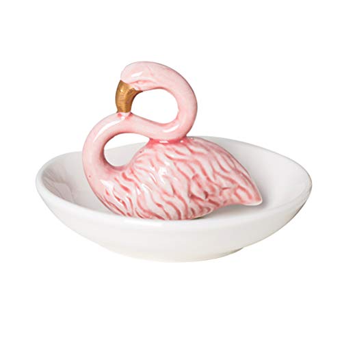 Preisvergleich Produktbild SUPVOX Ringhalter Ablagefläche für Ringe Ketten Ohrring Schmuck aus Keramik (Flamingo)