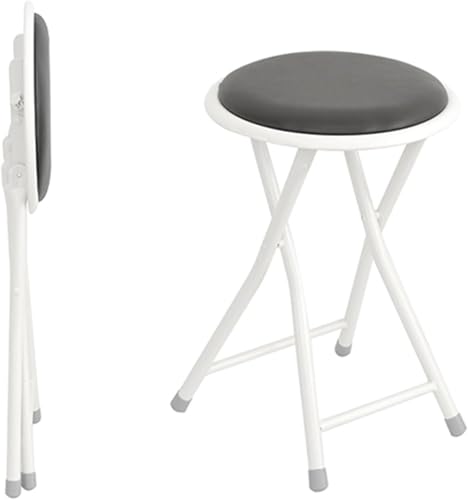 Tabouret de bar rond pliable blanc de 19 pouces pour cuisine et intérieur