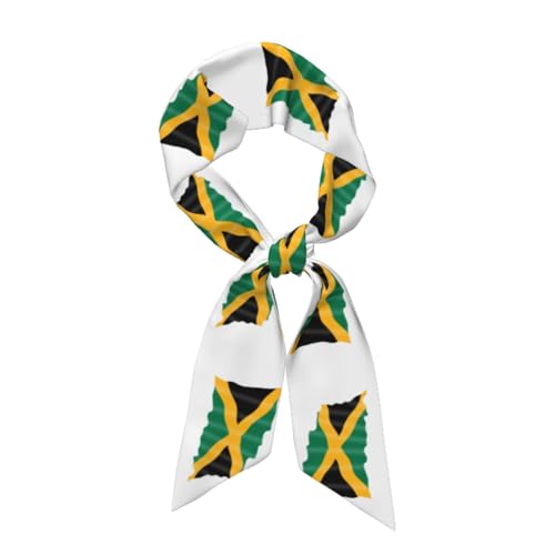 Flag of Jamaica Women'S Luxury Satin Silk Scarf for Hair Neck Purse - Soft Lightweight Sun Protection Bandana Accessory with Glossy Finish for Summer Handbag Decoration