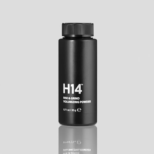 H14 Rise & Grind Hair Powder for Men – Volumizing Matte Finish Styling Dust with Extra Hold – Lightweight Thickening Powder with Pea Extract & Acai Oil – Residue-Free Texture Booster, 0.71 oz