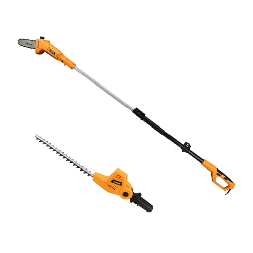Hoteche Scie d'élagage télescopique 2 en 1 et taille-haie | 500 W/700 W, 195-253 cm, orange/noir, boîte de couleur