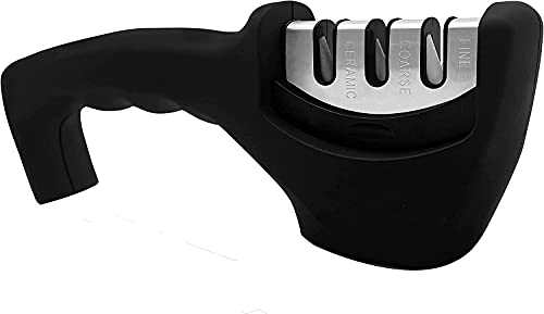 Rabbonix Manual Knife Sharpener 3 Stage Sharpening Tool Ceramic Knife and Steel Knives । Color Black । Pack of 01