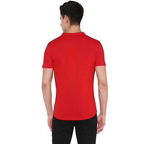 Image of Urbano Fashion Men's Solid Cotton Slim Fit Polo Shirt with Mandarin Collar