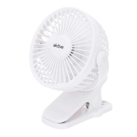 AKTIVE 61590 Ventilador pequeño con Pinza, 2 en 1, 16x13 cm, 3 Modos Aire, Rotación 360º, Cargador USB Incluido, 2 y 3,5 Horas de Funcionamiento, Carga en 3-4 h, Ventiladores silenciosos para Dormir