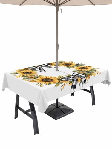Artwork Store Rectangle Outdoor Tablecloth with Umbrella Hole and Zipper–