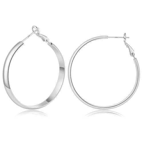 Image of Gold Hoop Earrings for Women with 925 Sterling Silver Post | Hypoallergenic Lightweight Thick Hoops Earrings for Women Trendy Jewelry Gift