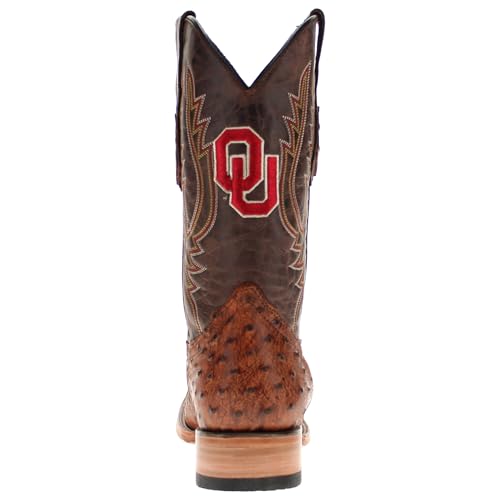Image of Vaccari Men's Cooper Genuine Exotic Print Leather & NCAA League Embroidery Broad Square Toe Cowboy Boots