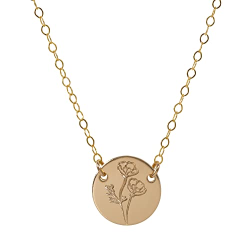 Styledu August Birth Flower Necklace For Women 14K Gold Filled Poppy Necklace August Birthday Gift For Her Personalized Birth Month Flower Jewelry #TOP1