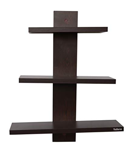 Madhuran Engineered Wood Wall Mounted Decorative Shelf Tier 3 (Matte Wenge) Home Decorative Shelf | Wall Shelves for Living Room, Bedroom, Study Room, Balcony Garden