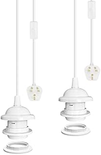 Plug in Pendant Light Fitting,2 Pack Ceiling Lighting Fitting,E27 Lamp Holder Suspended Hanging Light Fitting,Plug in 450CM Cord Lamp Kit with On/Off Switch,for Ceiling Lamps Table Floor Lights