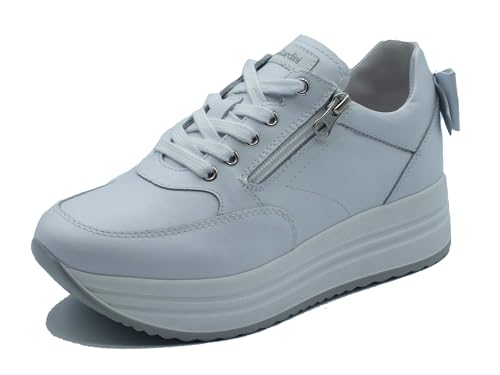 Nero Giardini E615210D Skipper weiße Sneakers für Damen aus Leder mit Keilabsatz, Weiß, 37 EU