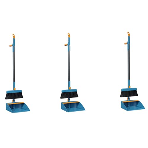 Sxmrmnx Juego de escoba y coleccionista giratorio de 180 grados, combinación de coleccionista en casa con kit de limpieza ergonómico largo ajustable