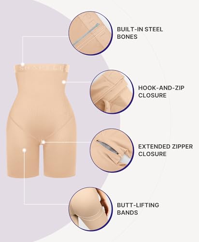 Image of SHAPELLX Shapewear for Women Tummy Control Faja Body Shaper Butt Lifting High Waisted Shorts Thigh Slimmer Bodysuit