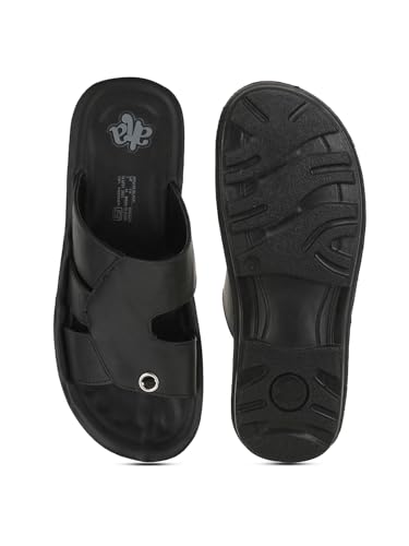 Image of Liberty A-HA MPU-58 Casual Flat Sandal For Men - Black,Brown, Tan PU Slip-on Slipper - Stylish Footwear for Travel, Office & Home - Soft Padded Sole - Lightweight and Durable - Outdoor Chappal for Man