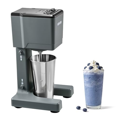 VEVOR Milkshake Maker, 150W Single Head Milkshaking Machine, Height Ajustable, Dual-Speed Adjustment Drink Mixer Blender with 820ml Stainless Steel Cup, for Home, Kitchen, Bar & Beverage Shop