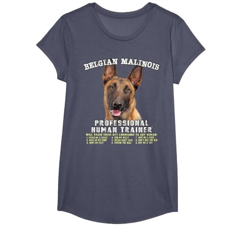 Belgian Malinois Dog Professional Human Trainer T-Shirt, Girls, Heather Blue, Medium