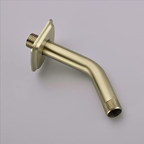 Trustmi Shower Arm With Flange, Angled 6-Inch Stainless Steel Replacement Pipe, Wall Mounted Tube For Bathroom Shower Head, Brushed Gold #TOP2