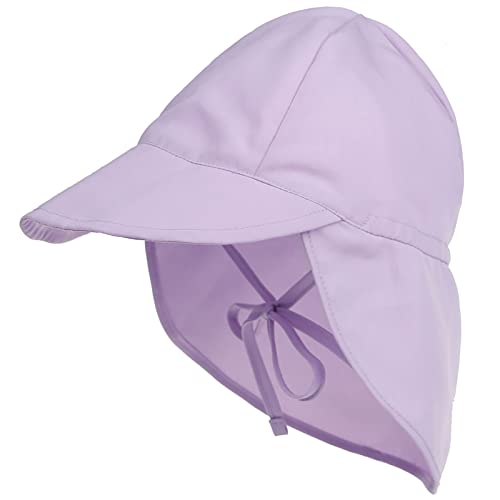 Sombrero de protección solar para bebé ajustable en color morado, ideal para playa y verano