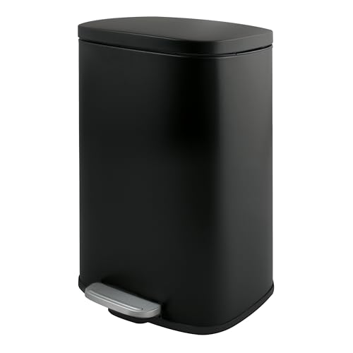 Spirella Mülleimer, Abfalleimer, Treteimer für die Küche, 30 Liter, Softclose, Inneneimer aus Kunststoff, mit Fußpedal Schwarz