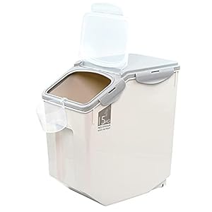 SMELL & SMILE Voedercontainer voor honden, voedercontainers, honden, met wieltjes, voederbak, voedercontainer voor huisdieren, levensmiddelencontainer (36 x 32 x 19 cm)