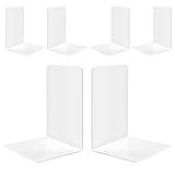 6er-Pack weiße Acryl-Buchstützen – rutschfest, stabil und leicht zu reinigen – ideal für Kinder, Schule und Büro (6, Weiß)