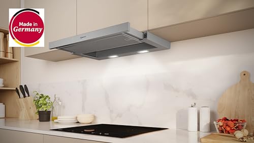 NEFF D46BR22X2, N 30, Flachschirmhaube, 60 cm, Made in Germany, LED-Licht, Integriertes On und Off, sehr leise, leistungsstark, Silbermetallic