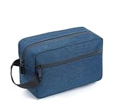 Bolsa de higiene pessoal de viagem de tecido Oxford de grande capacidade com fecho de zíper, organizador simples e espaçoso para itens essenciais de viagem (azul)