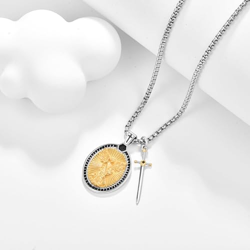 925 Sterling Silver Saint Religious Necklace for Men Women Amulet Jewelry Religious Gifts for Husband Boyfriend Father Grandpa Son2