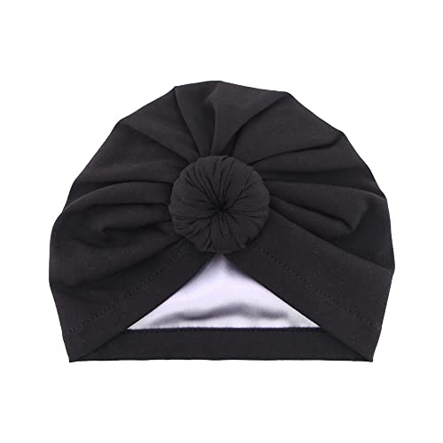 Image of Silky Satin Lined Turban Hat for Babies Infant Toddler Girls Boys Bonnet Newborn Cotton Beanie Little Kids Shower Caps