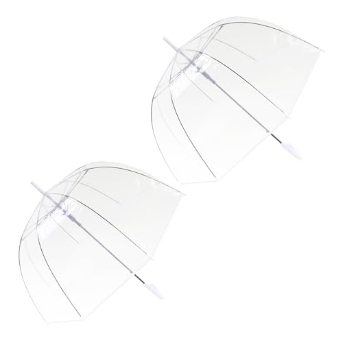 ThreeH 2 Paquets de parapluie de pluie à bulles adulte pour les mariages ouverture automatique voir à travers l’arbre en fibre de verre renforcé par l’auvent du...