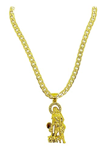 14kt GP Saint Lazarus Pendant With 24" Necklace Gold Stainless Steel - San Lazaro Dije Con Cadena De 24 Pulgadas Oro Acero Quirurgico3