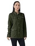 WenVen Chaqueta Casual Saharianas Militar para Mujer Verde Militar Large