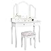 CCLIFE toeletta trucco,toeletta con specchio 3 Specchio 1 Sgabelli 4 cassetti Stile moderno bianco