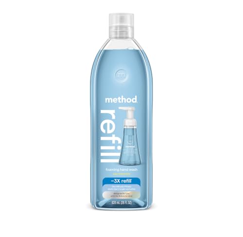 method Foaming Hand Wash Refill Sea Minerals- Refills Up to 3X for Bathroom & Kitchen Leaves Hands Soft Bergamot Lemon & Rosemary Notes 28 fl oz