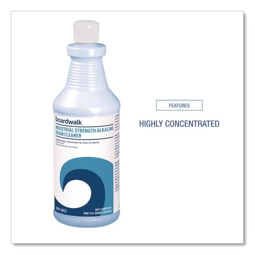 Boardwalk BWK 4823EA 32 oz Bottle Unscented Industrial Strength Alkaline Drain Cleaner - Thumbnail 3