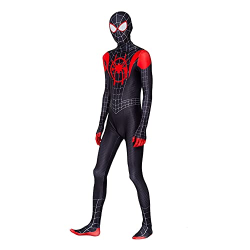 Miles Morales Spiderman Kostuum Unisex Kids Volwassen Halloween Suit Spandex Zentai Catsuit Christmas Carnaval Bodysuit Verjaardag Disease Spelen Jumpsuit,Black-Kid M (105~115) - Image 4