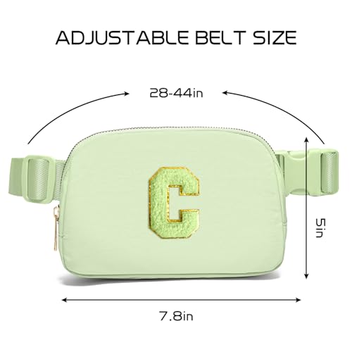 Image of Gitus Gifts for 8 9 10 11 12 Year Old Girls Belt Bag Fanny Pack Crossbody Bags with Initial Letter Patch Cute Stuff Birthday Gifts for Teen Girls Women Personalized Trend Stuff (Light Green-C)