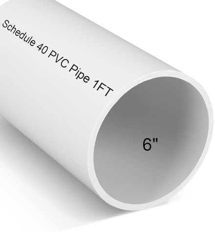 Pangda 6" x 1' PVC Pipe Schedule 40 Heavy Duty Plastic Plumbing P...