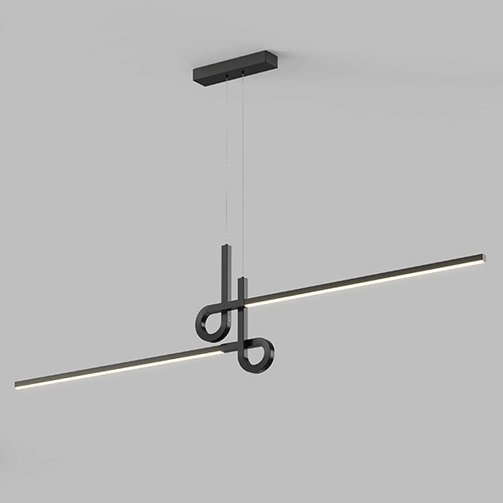 Suspension longue linéaire noire et lampes suspendues en métal de bande de salle à manger LED