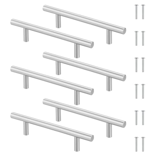 Luxeu Maniglie per Mobili da Cucina, 6 Pezzi 96mm Maniglie Cucina Acciaio Inox, con 12 Viti, per Armadio, Cassetti, Mobili Decorazioni (Argento)