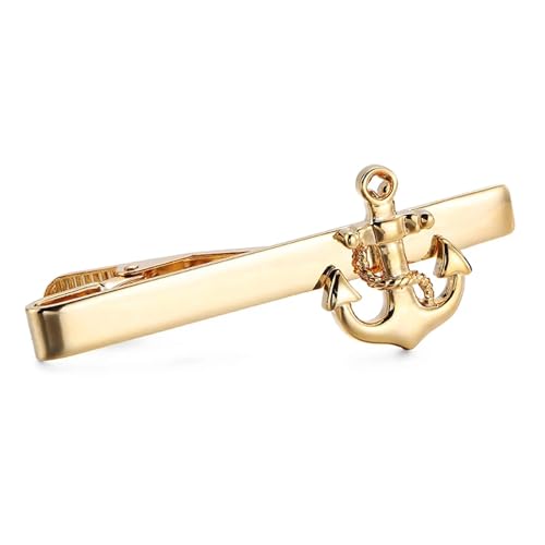 Pinza para corbata de hombre con diseño de ancla marina en latón 2
