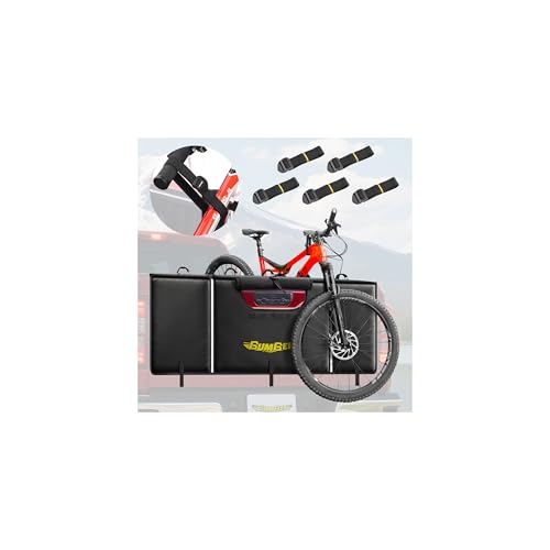Bumbee Tailgate Bike Pad for 5 Mountain Bikes, with Rear Camera Window, Reflective Strips and 2 Tool Pocket (51'' Wide for 5 Bikes)