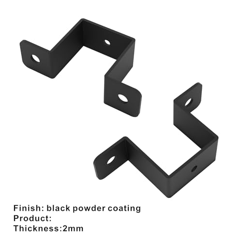 Wdwlbsm 4Pcs Black Strap Heavy Duty Wood Deck Fence Tie for 1.5"x1.5" Post U-Shaped Pipe Clamp Bracket Gazebo Mounting Brackets