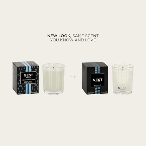 Image of NEST New York Scented Votive Candle, Ocean Mist & Sea Salt - 2 oz - Up to 28-Hour Burn Time - Reusable Glass Vessel