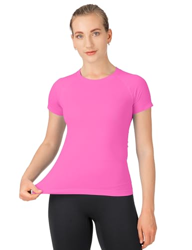 Image of MathCat Seamless Workout Tops for Women Short Sleeve Yoga Running Shirts,Breathable Athletic Compression Shirt Women XS-XL