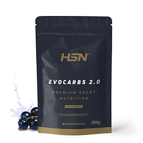 HSN Carbohidratos (Maltodextrina Dextrosa Fructosa) y Sales Minerales Evocarbs 2.0 | Grosella Negra 500g | Bebida Isotónica en Polvo con Electrolitos | No Incluye Dosificador | Vegano, Sin Gluten