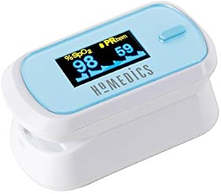 HoMedics Fingertip Pulse Oximeter - Measures Oxygen Saturation, Pulse Rate, Perfusion Index and Pulse Bar, Large, Dual Colour, Easy to Read OLED Display, Portable - Batteries Included